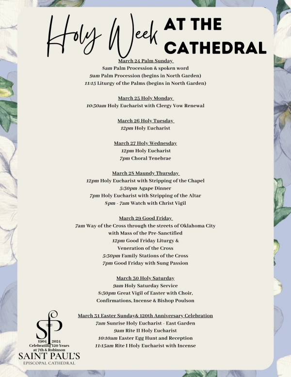 Holy Week 2024 Schedule